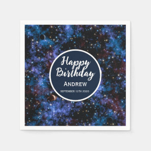 Colourful galaxies, stars and planets napkin