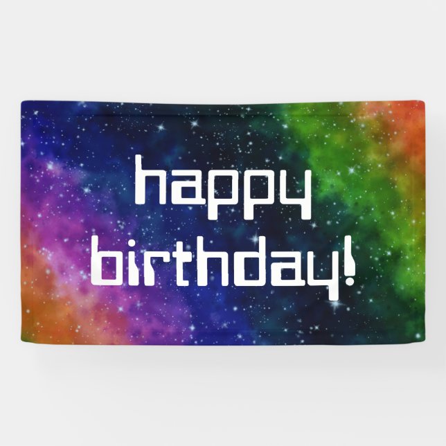 Colourful Galaxy Birthday Party Banner (Horizontal)
