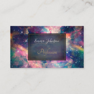 Colourful Galaxy Nebula Watercolor Painting Business Card