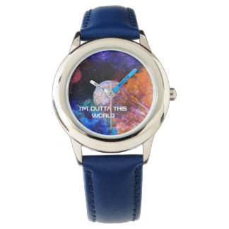 Colourful Galaxy Painting Blue Cool Kids Watch
