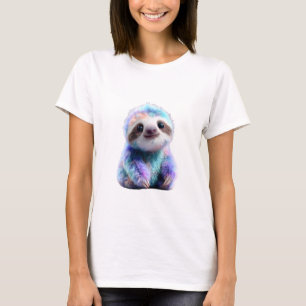 Colourful Galaxy Pastel Baby Sloth Art Women T-Shirt