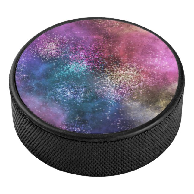 Colourful Galaxy Pattern Hockey Puck (3/4)