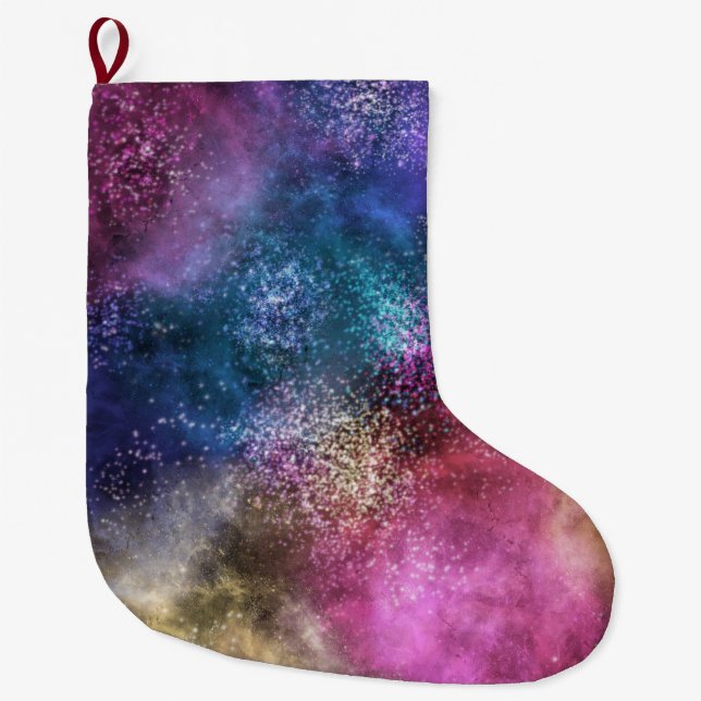Colourful Galaxy Pattern Large Christmas Stocking (Front)
