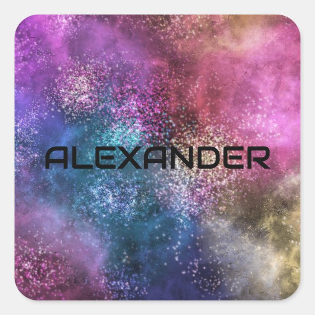 Colourful Galaxy Pattern Square Sticker (Front)