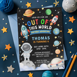 Colourful Galaxy Space Out Of This World Birthday Invitation