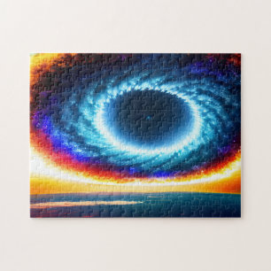 Colourful Galaxy Swirling Over Planet in Universe Jigsaw Puzzle