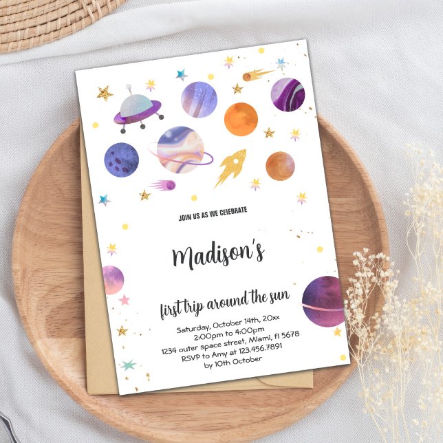 Colourful Galaxy Theme for Kids Invitation (Planets Outer space Birthday Invitations)