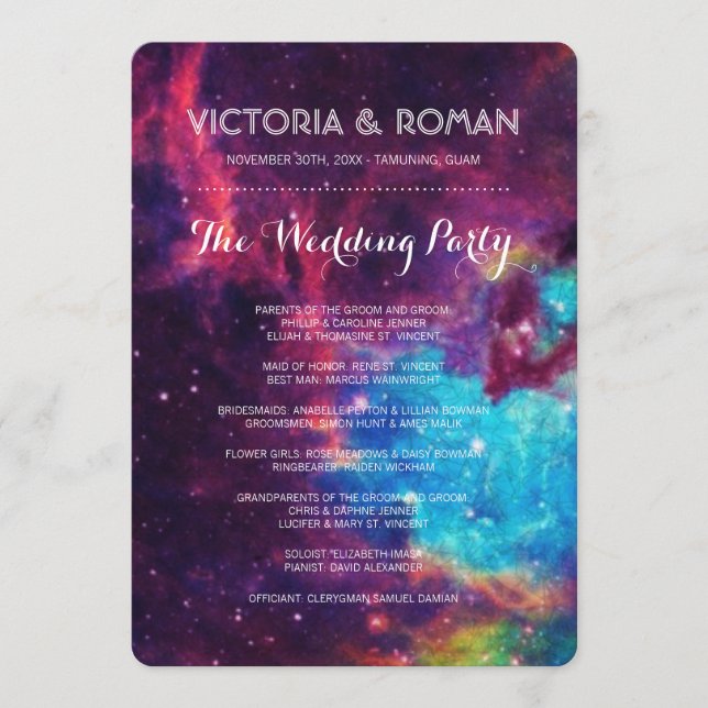 Colourful Galaxy Wedding Programs (Front)
