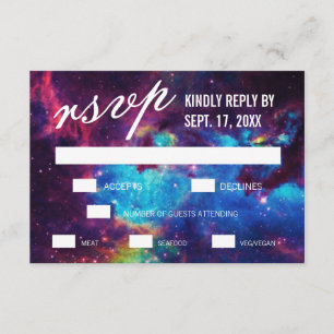 Colourful Galaxy Wedding RSVP Cards