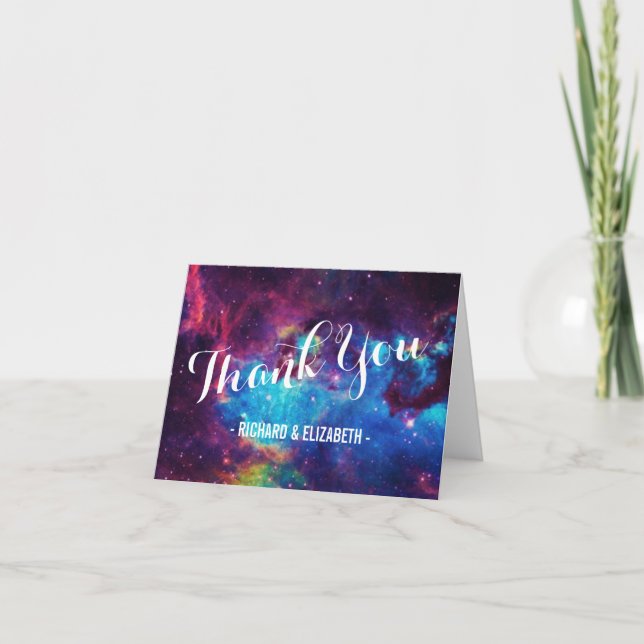 Colourful Galaxy Wedding Thank You Cards (Front)