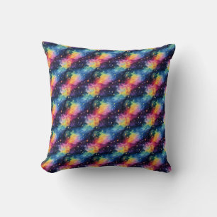 Colourful Galaxy with Stars and Spirals Cushion