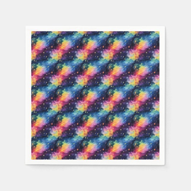 Colourful Galaxy with Stars and Spirals Napkin (Front)