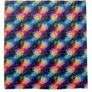 Colourful Galaxy with Stars and Spirals Shower Curtain