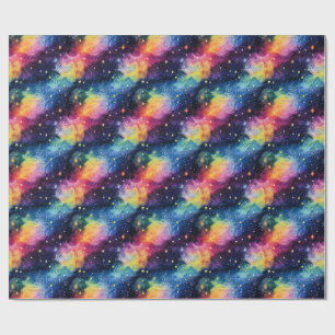 Colourful Galaxy with Stars and Spirals Wrapping Paper