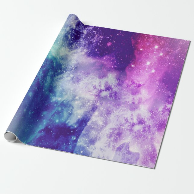 Colourful Galaxy Wrapping Paper (Unrolled)