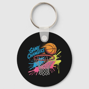 Colourful Game Changers Basketball Tie Dye Colour Key Ring