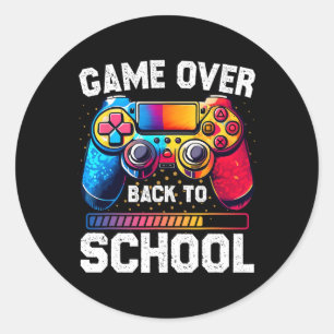Colourful Game Over Byck To School Video Game Kids Classic Round Sticker
