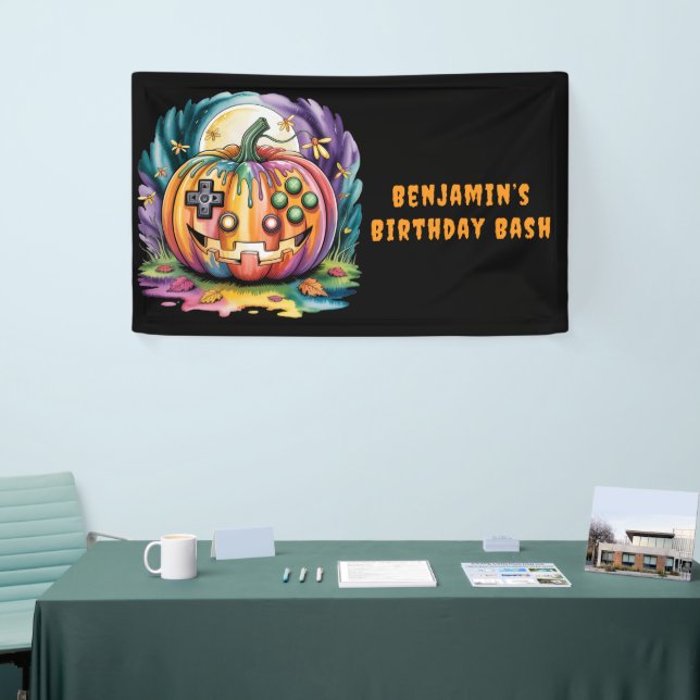 Colourful Gamer Pumpkin Halloween Bash  Banner (Tradeshow)