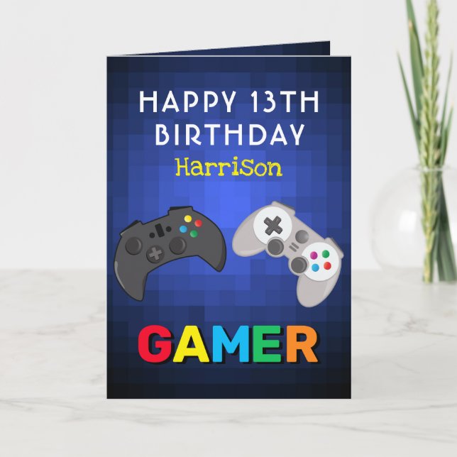 Colourful Gamer Video Game Personalised Birthday Card (Front)