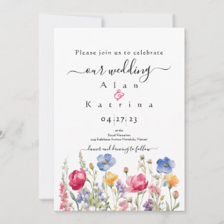 Colourful Garden Boho Wildflower Wedding Invitatio Invitation