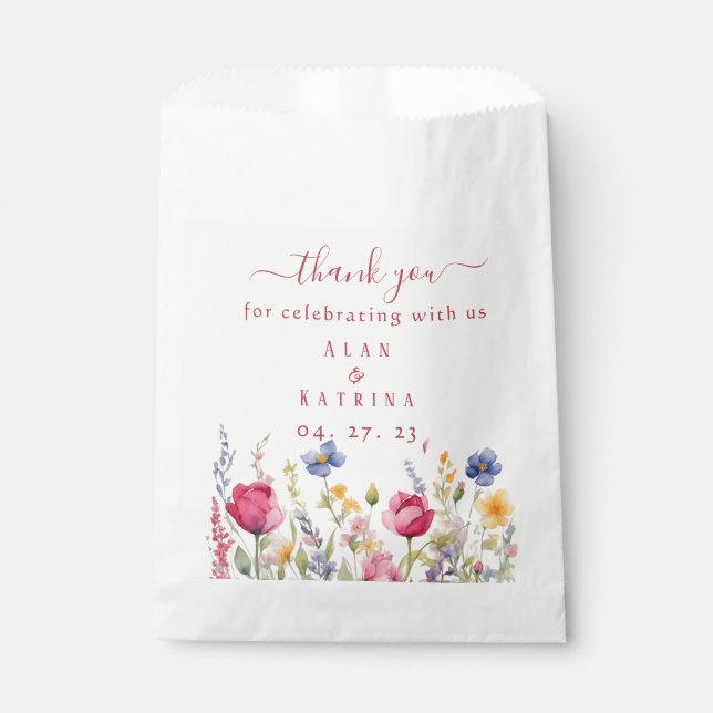 Colourful Garden Boho Wildflowers Favour Bags (Front)