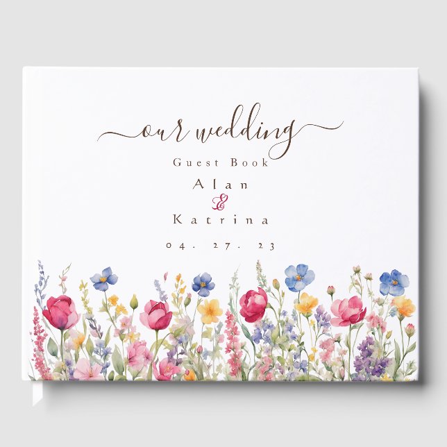 Colourful Garden Boho Wildflowers Guest Book (Front)