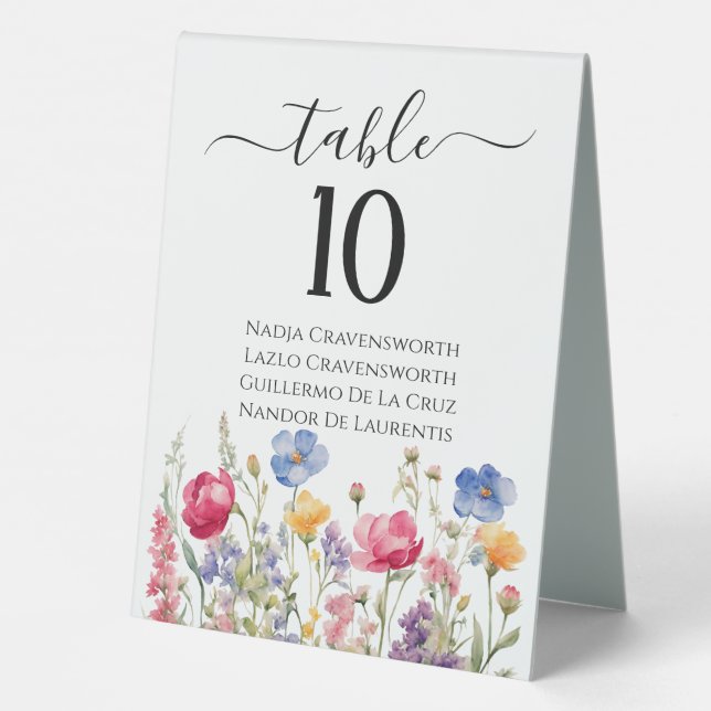 Colourful Garden Boho Wildflowers Table Tent Sign (Back)