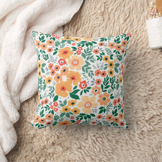 Colourful Garden Bouquet Pattern Cushion (Blanket)
