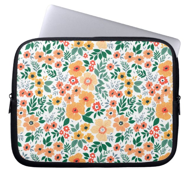 Colourful Garden Bouquet Pattern Laptop Sleeve (Front)