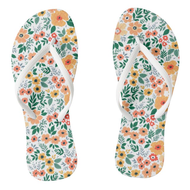 Colourful Garden Bouquet Pattern Thongs (Footbed)