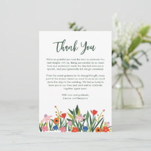 Colourful Garden Floral Personalised Message Showe Thank You Card