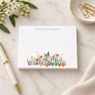 Colourful Garden Floral Personalised Stationery Post-it Notes