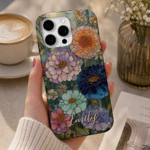 Colourful Garden Floral Stained Glass Personalised iPhone 16 Pro Max Case