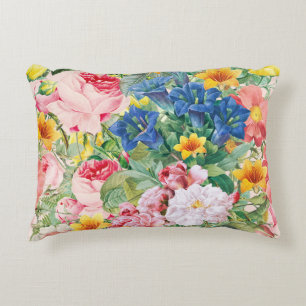 Colourful Garden Flowers - Boho Floral Pillow