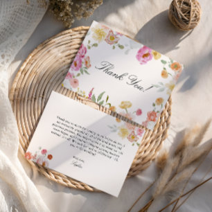 Colourful Garden Flowers Bridal Shower  Thank You Card
