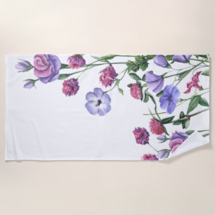 Colourful Garden Flowers Floral Border Modern  Beach Towel