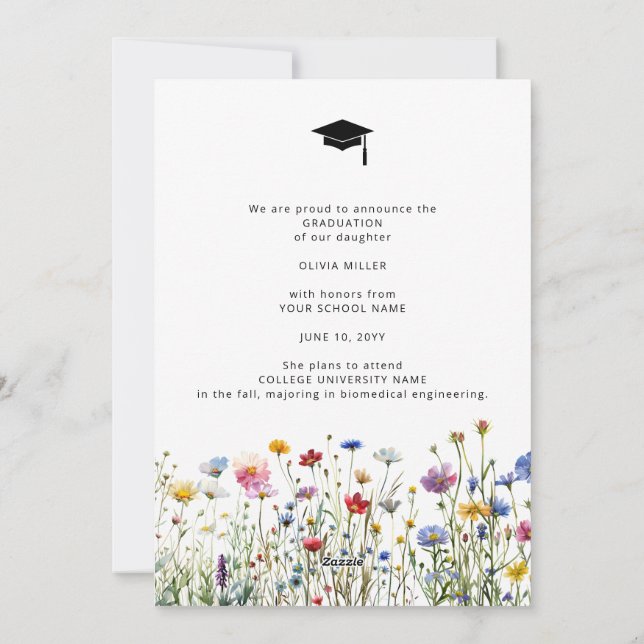 Colourful garden flowers Graduation Announcement (Back)