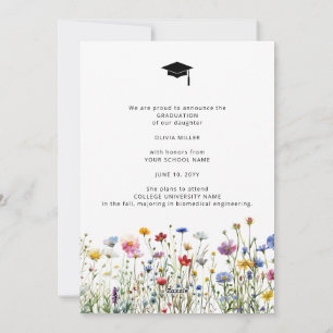 Colourful garden flowers Graduation Announcement