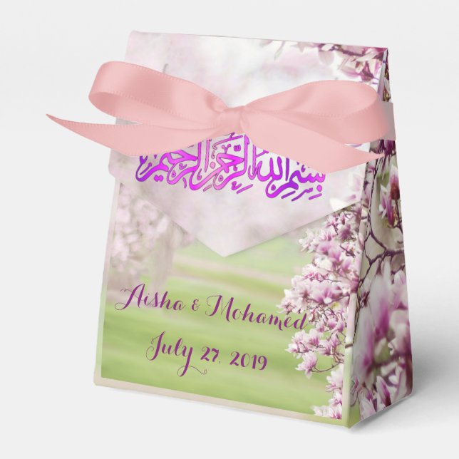 Colourful Garden Islamic Muslim Wedding Favour Box (Front Side)