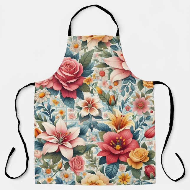 Colourful Garden Pattern Apron (Front)