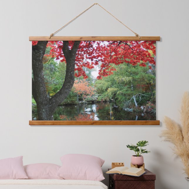 Colourful Garden Pond Seasonal Landscape Hanging Tapestry (Bedroom)