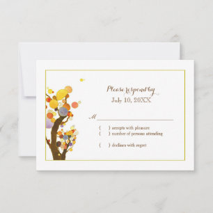 Colourful Garden Trees Wedding RSVP Card