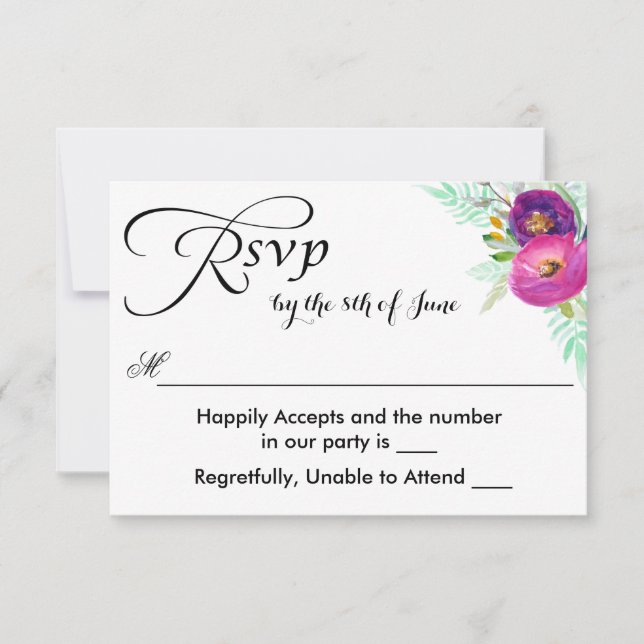 Colourful Garden Watercolor Floral RSVP (Front)