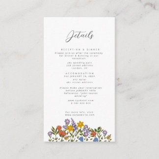Colourful Garden watercolor Wildflower wedding Enclosure Card