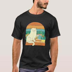 Colourful Gardening Cat Realistic Cat Watering Pla T-Shirt