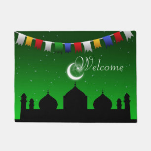 Colourful Garland with Mosque Welcome Door Mat