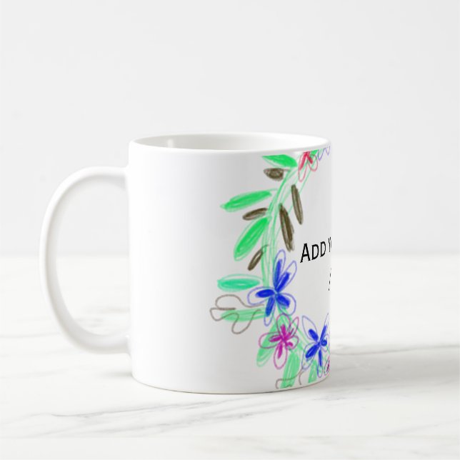 colourful garland wreath Christmas waadd name text Coffee Mug (Left)