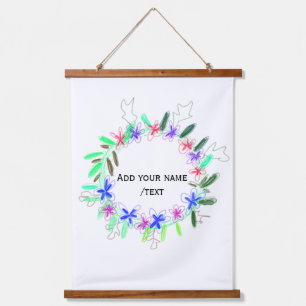 colourful garland wreath Christmas waadd name text Hanging Tapestry