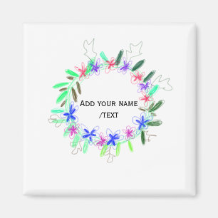 colourful garland wreath Christmas waadd name text Magnet