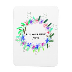 colourful garland wreath Christmas waadd name text Magnet